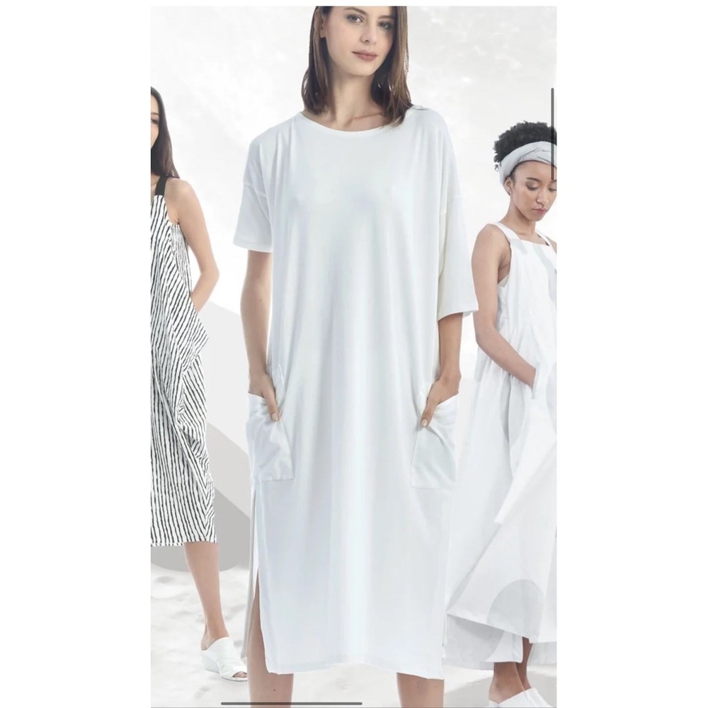 matthildur dress white lagenlook icelandic Size M Pima Cotton